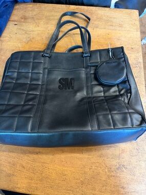 Steve Madden Black Quilted Tote with Round Coin Pouch